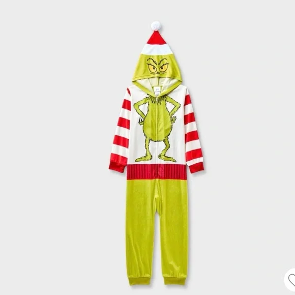 NWT Kids The Grinch Christmas Long Sleeve Union Suit- Green XS - Picture 1 of 8